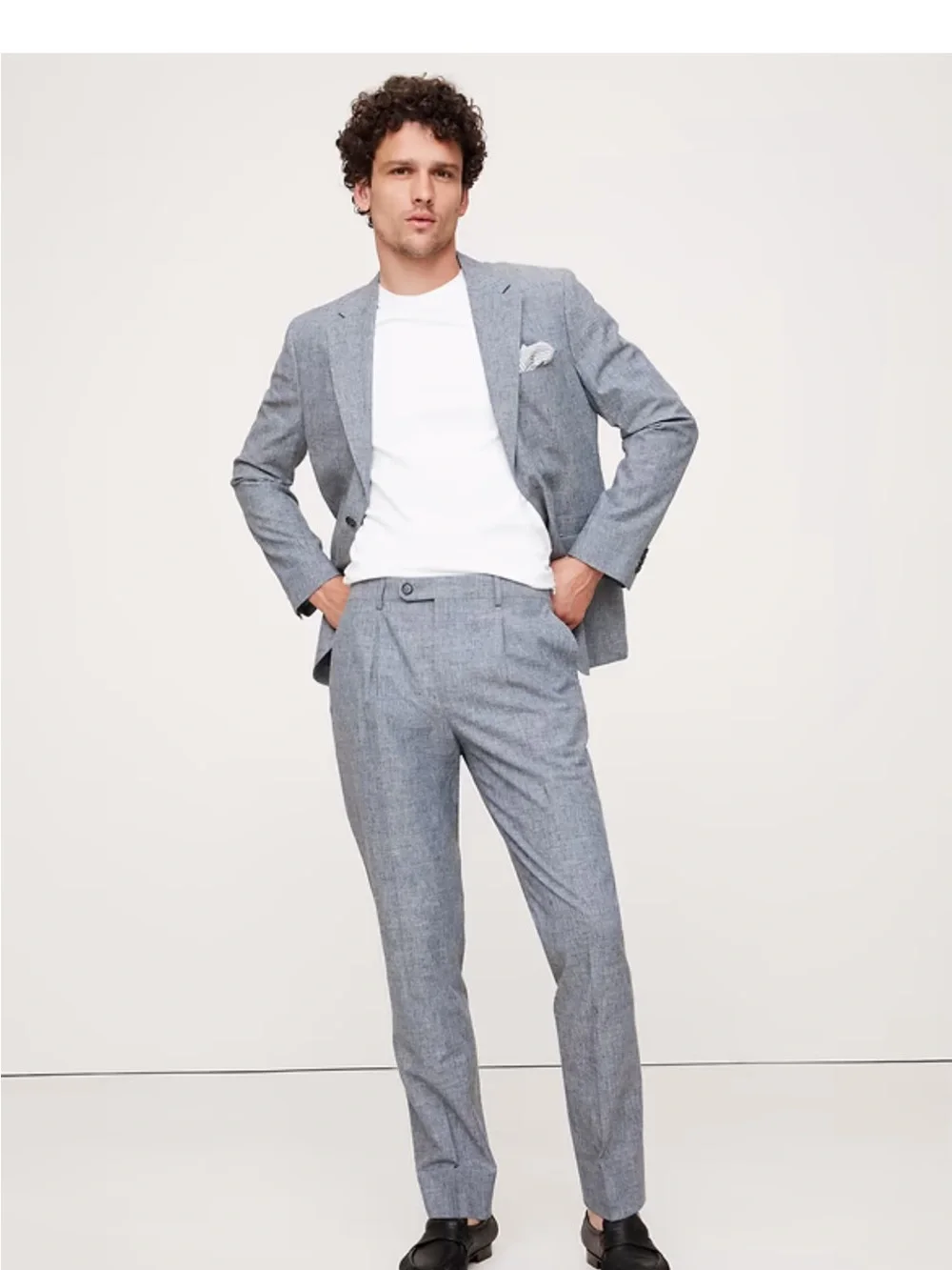 Banana Republic Blue Cotton-Linen Suit Jacket